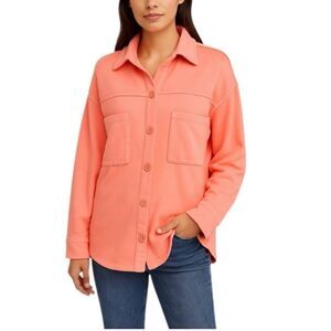 Sundry Oversized Shacket Coral Peach Button-Up Shirt Size 3 Large